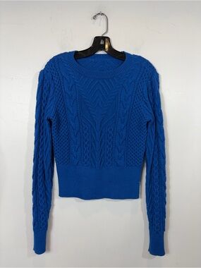Favorite Daughter Royal Blue Cable Knit Sweater Long Sleeve Cozy Pullover